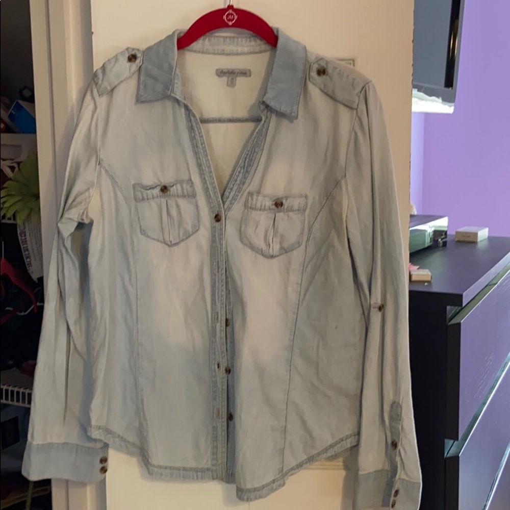 Charlotte Russe light denim button up shirt